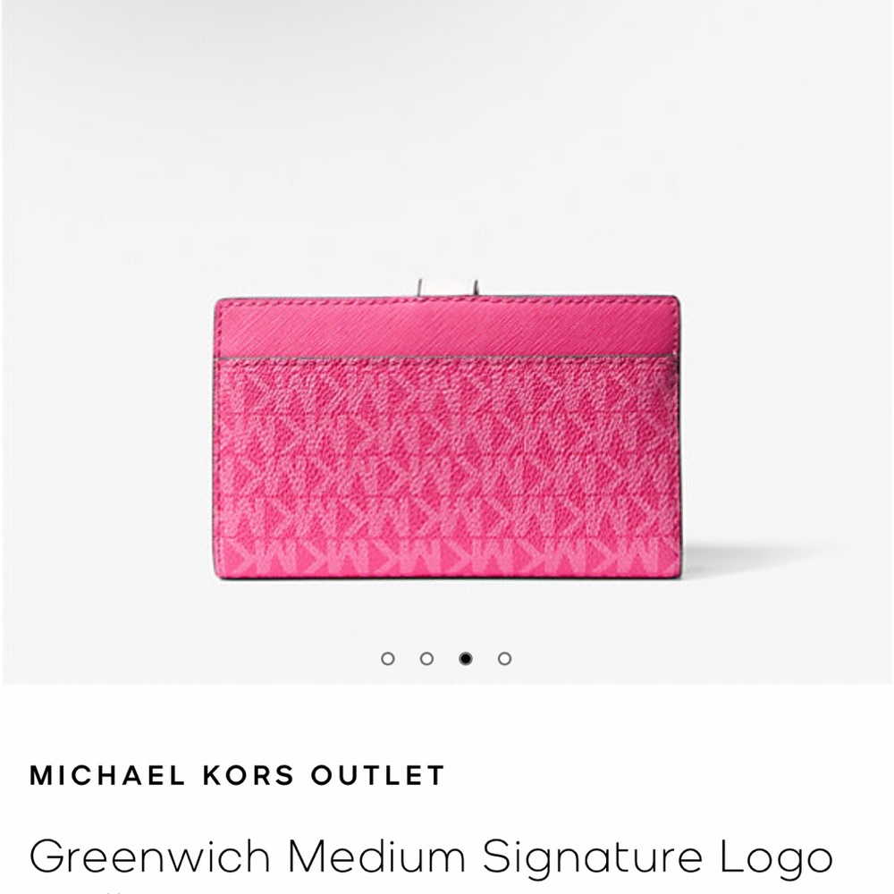 NWT Michael Kors Saffiano Leather Tote/Matching wallet set. Dragonfruit pink. - Picture 9 of 13